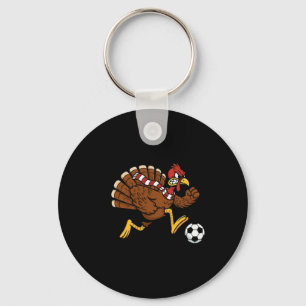 Grappige Voetbal Kalkoen Dribbel Doelpunt Jongens Sleutelhanger