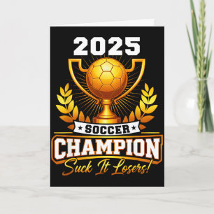 Grappige voetbal kampioen 2025 trofee kaart