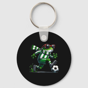 Grappige Voetbal Kikker Dier Graphic Kikker Spelen Sleutelhanger