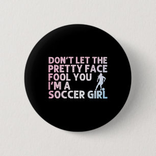 Grappige Voetbal Kunst Voor Meisjes Vrouwen Voetba Ronde Button 5,7 Cm