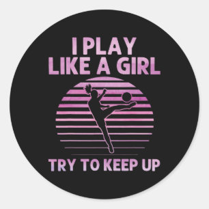 Grappige Voetbal Kunst Voor Meisjes Vrouwen Voetba Ronde Sticker