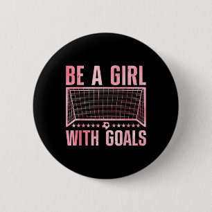 Grappige Voetbal Kunst Voor Vrouwen Meisjes Voetba Ronde Button 5,7 Cm