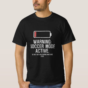 Grappige Voetbal Modus Actief Lage Batterij Bedruk T-shirt