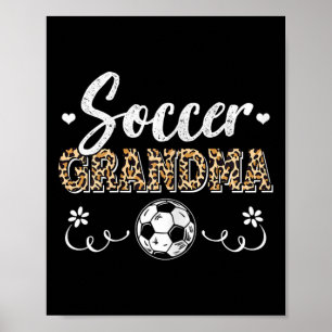 Grappige Voetbal Oma Luipaard Patroon Oma Voetbal Poster