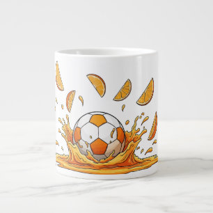 Grappige Voetbal Oranje Spat Coffee Mug Extra Grote Beker