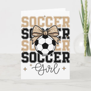 Grappige Voetbalmeisje Coquette Strik Voetbal Spor Kaart