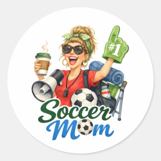Grappige Voetbalmoeder  Ronde Sticker