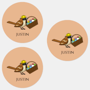 Grappige vogel een kleurrijke eiermand personali labels