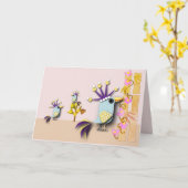 Grappige Vogel Lege Gelegenheid Kaart (Gele Bloem)