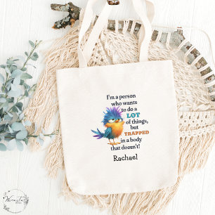Grappige vogel sarcastisch citaat luie uitsteller tote bag