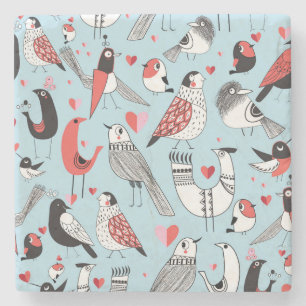 Grappige vogelillustraties, grafisch naadloos. stenen onderzetter