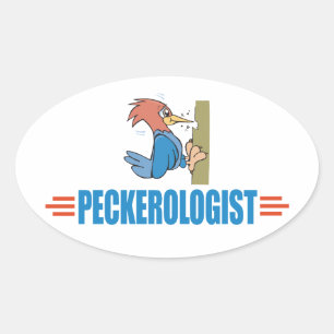 Grappige vogelkijker ovale sticker