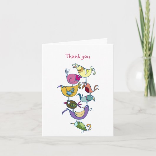 Grappige vogels bedankkaart (Voorkant)