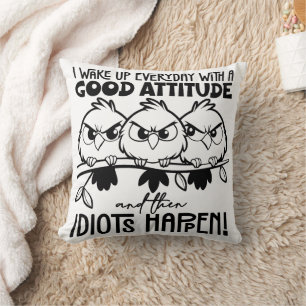 Grappige vogels cadeaus met idiote spreuken kussen