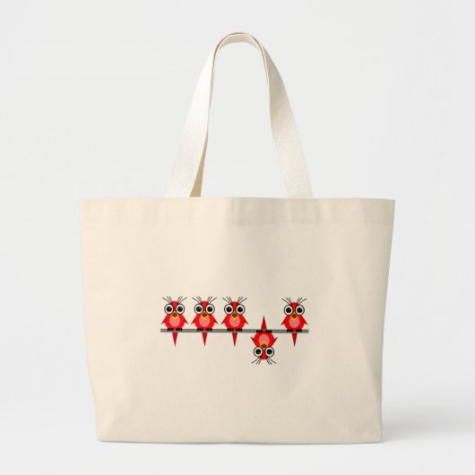 grappige vogels grote tote bag (Voorkant)