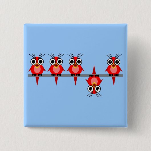 grappige vogels vierkante button 5,1 cm (Voorkant)
