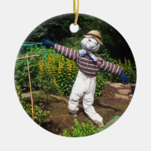 Grappige vogelverschrikker keramisch ornament