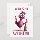 Grappige vogelwijn is mijn Valentijn Briefkaart (Voorkant / Achterkant)