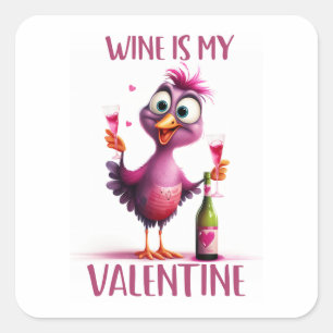 Grappige vogelwijn is mijn Valentijn Vierkante Sticker