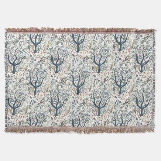 Grappige volkskunst Forest Earth Tones Deken (Voorkant)