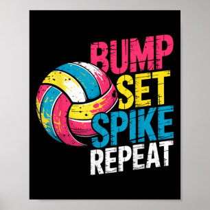 Grappige Volleybal Grap Bumpen Set Spike Herhaal S Poster