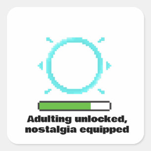 Grappige Volwassen Spelerscitaat Retro Level Up Vierkante Sticker