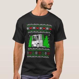 Grappige vorkheftruck Xmas Lelijke Kerstmis T-shirt