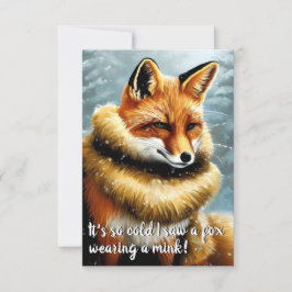 Grappige vos in een nerts oudejaarsavond kaart