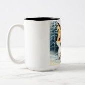 Grappige vos in een nerts oudejaarsavond tweekleurige koffiemok (Links)