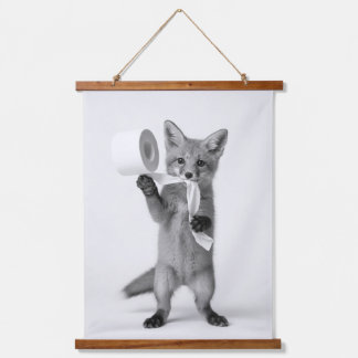 Grappige Vos met Toiletpapier Minimalistische Wild Hangend Wandkleed