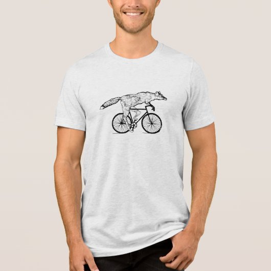 Grappige vos op fietskunst Print Tri-Blend Shirt (Voorkant)