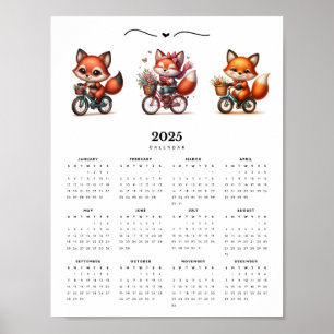 Grappige Vossen op Fietsen 2025 Wandkalender Poster