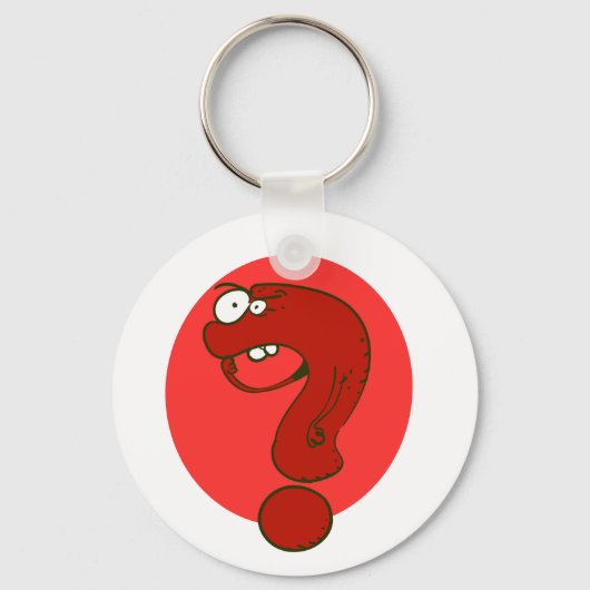 grappige vraagteken cartoon denken sleutelhanger (Voorkant)