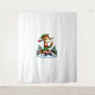 Grappige Vrede Hand Giraffe Elf Kerst Vrouwen Mann Wandkleed