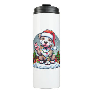 Grappige Vrede Hand Pitbull Kerstverlichting Vrouw Thermosbeker
