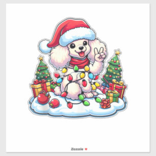 Grappige Vrede Hand Poedel Kerstverlichting Vrouwe Sticker