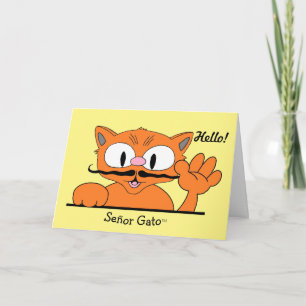 Grappige Vriendschapskaart Meow's het gaan? Cartoo Kaart