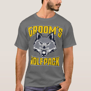 Grappige vrijgezellenfeest Bruidegom Wolfpack Trou T-shirt
