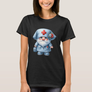 Grappige vroedvrouw gnoom in verpleegkundig unifo t-shirt