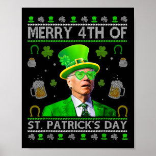 Grappige vrolijke 4e St. Patrick's Day Joe Biden h Poster