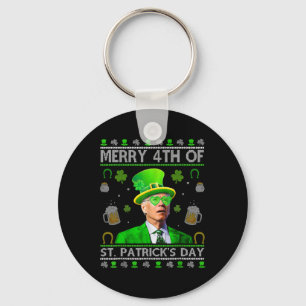 Grappige vrolijke 4e St. Patrick's Day Joe Biden h Sleutelhanger