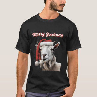 Grappige Vrolijke Goatmas Met Santa Hoed Voor Geit T-shirt