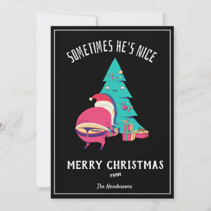 Grappige vrolijke kerstgroet ondeugende zwart feestdagenkaart