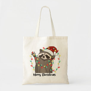 Grappige Vrolijke Kerstmis Wasbeer Tote Bag