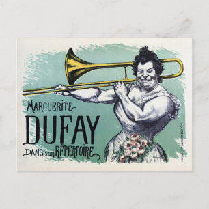  grappige vrouw die trombone speelt briefkaart