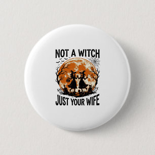 Grappige vrouw Halloween Vintage Heks Maan Design_ Ronde Button 5,7 Cm