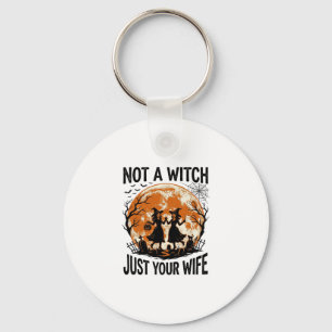 Grappige vrouw Halloween Vintage Heks Maan Design_ Sleutelhanger