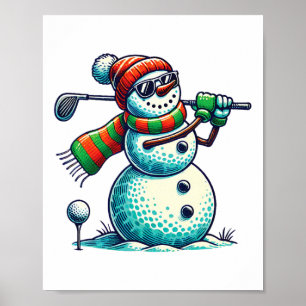 Grappige vrouw spelen golfbal Kerst Golf Liefde Poster