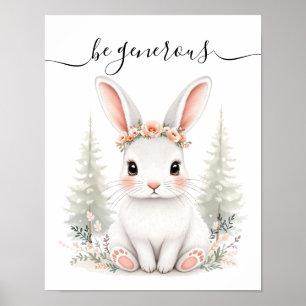 Grappige Vrouwelijke Baby Hare Woodland Nursery Poster