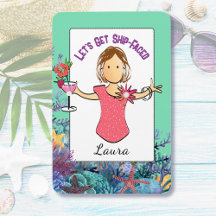 Grappige Vrouwelijke Cartoon Tropische Vakantie Cr